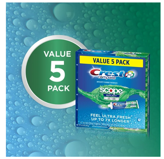 Crest Complete + Scope Outlast Ultra Toothpaste, 6.3 oz., 5 pk.