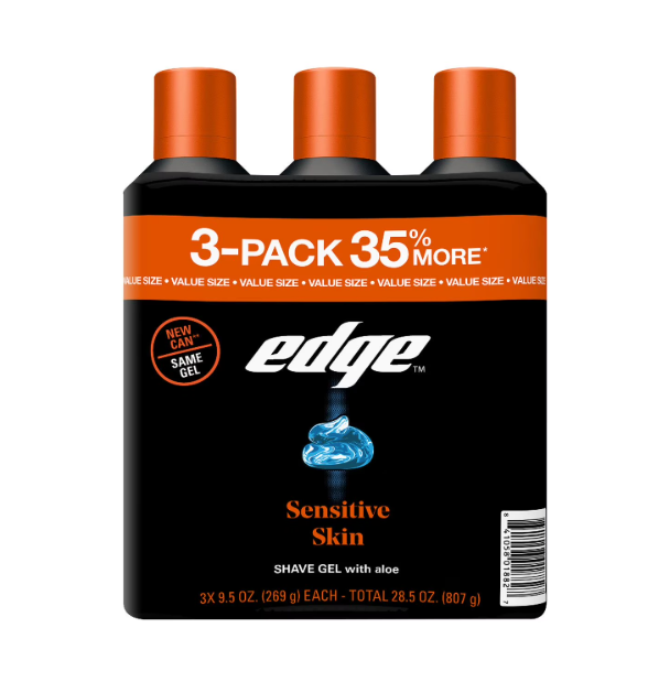 Edge Shaving Gel for Men, 9.5oz, 3 Pack Mens Shave Gel with Aloe, Mens Shaving Cream Sensitive Skin Shave Gel - Moisturizes, Protects, and Soothes. S
