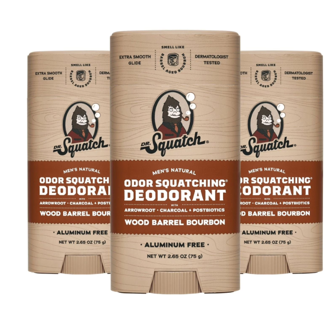 Dr. Squatch Wood Barrel Bourbon Wide Stick Deodorant, 2.65 oz., 3 pk.