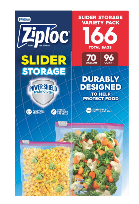 Ziploc Slider Storage Bags Variety Pack, Quart 96 ct., Gallon 70 ct.