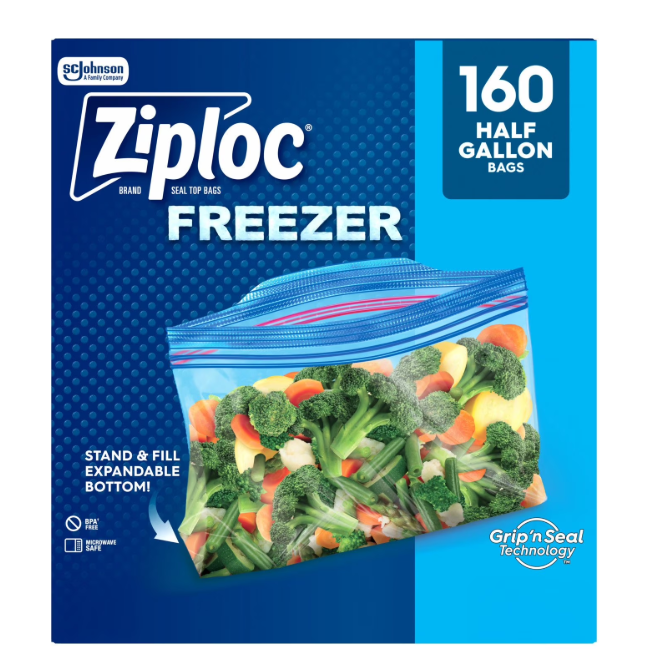 Ziploc Half Gallon Freezer Bags, 160 ct.
