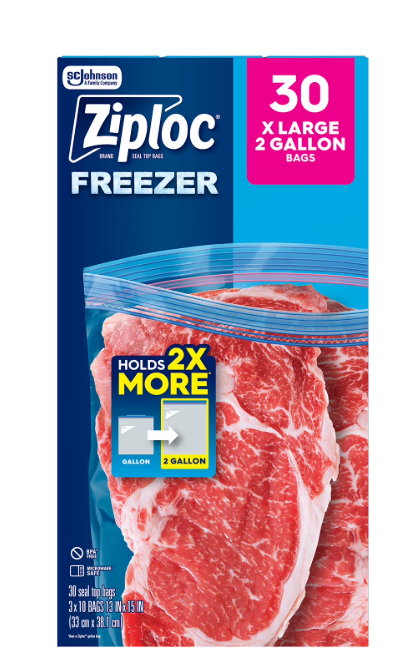 Ziploc Grip n' Seal 2-Gallon Freezer Bags, 30 ct.