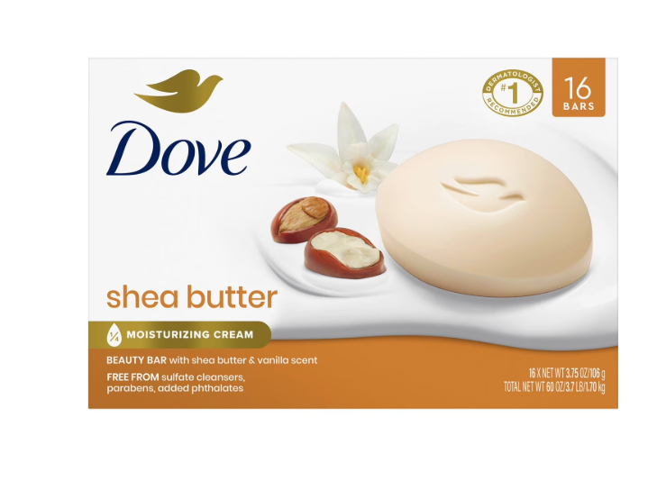Dove Bar Soap, Shea Butter & Vanilla, 3.75 oz., 16 ct.