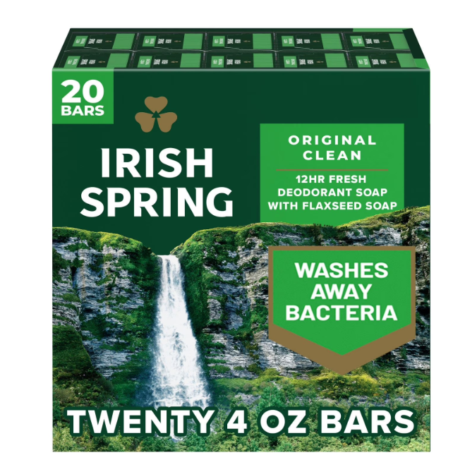 Irish Spring Bar Soap, Original Clean, 4 oz., 20 ct.