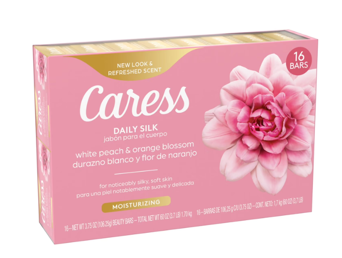 Caress Silkening Daily Silk Beauty Bar, White Peach & Orange Blossom, 3.75 oz., 16 ct.