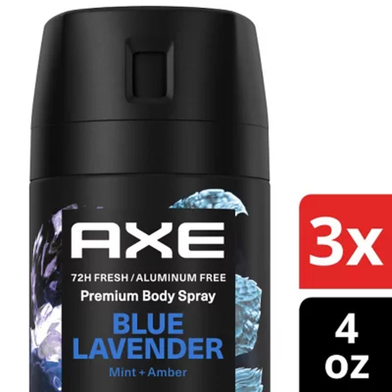 AXE Premium Deodorant Body Spray, Blue Lavender, 4 Oz., 3 Pk.