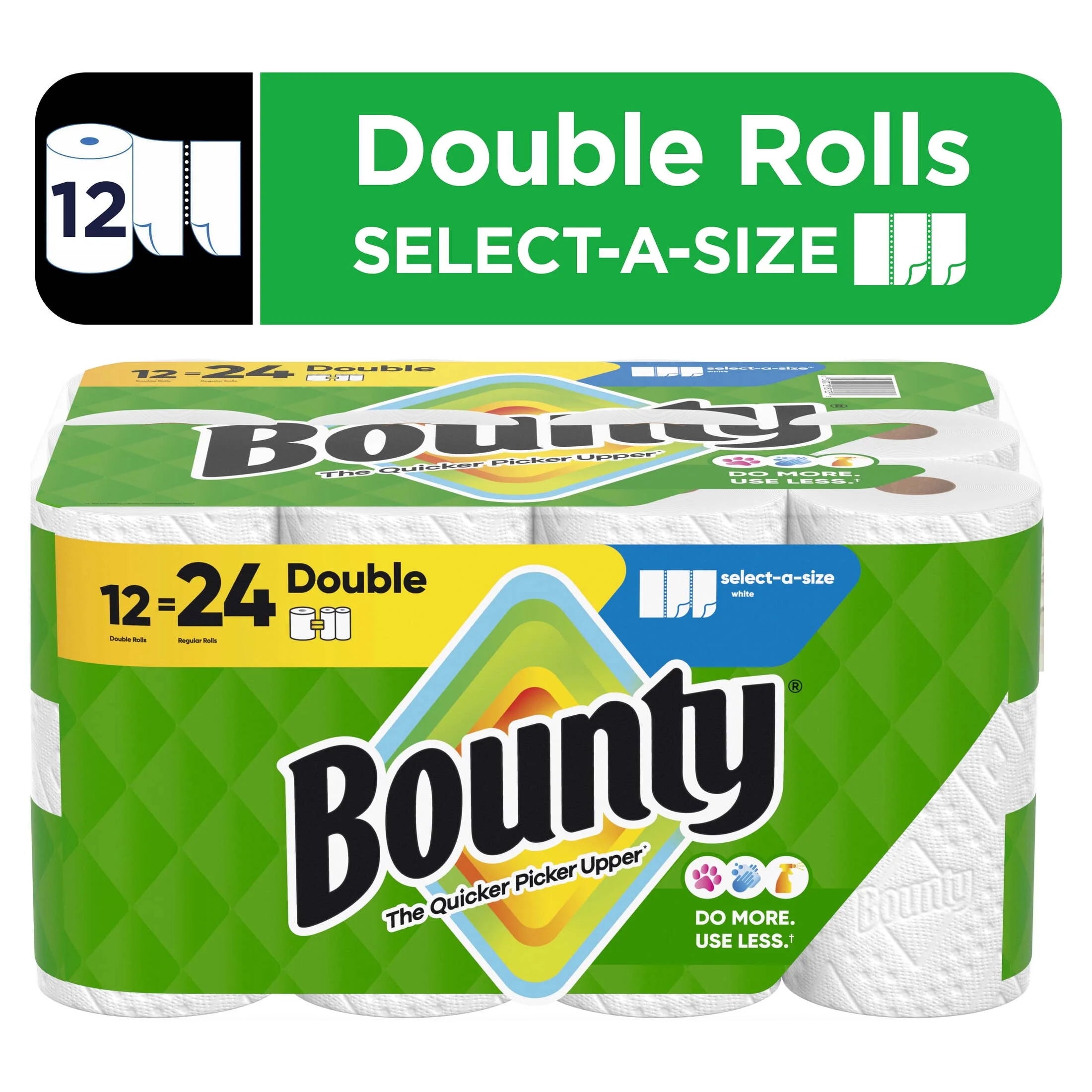 Paper Towels Select-A-Size White, 12 Double Rolls, 82 Sheets per Roll