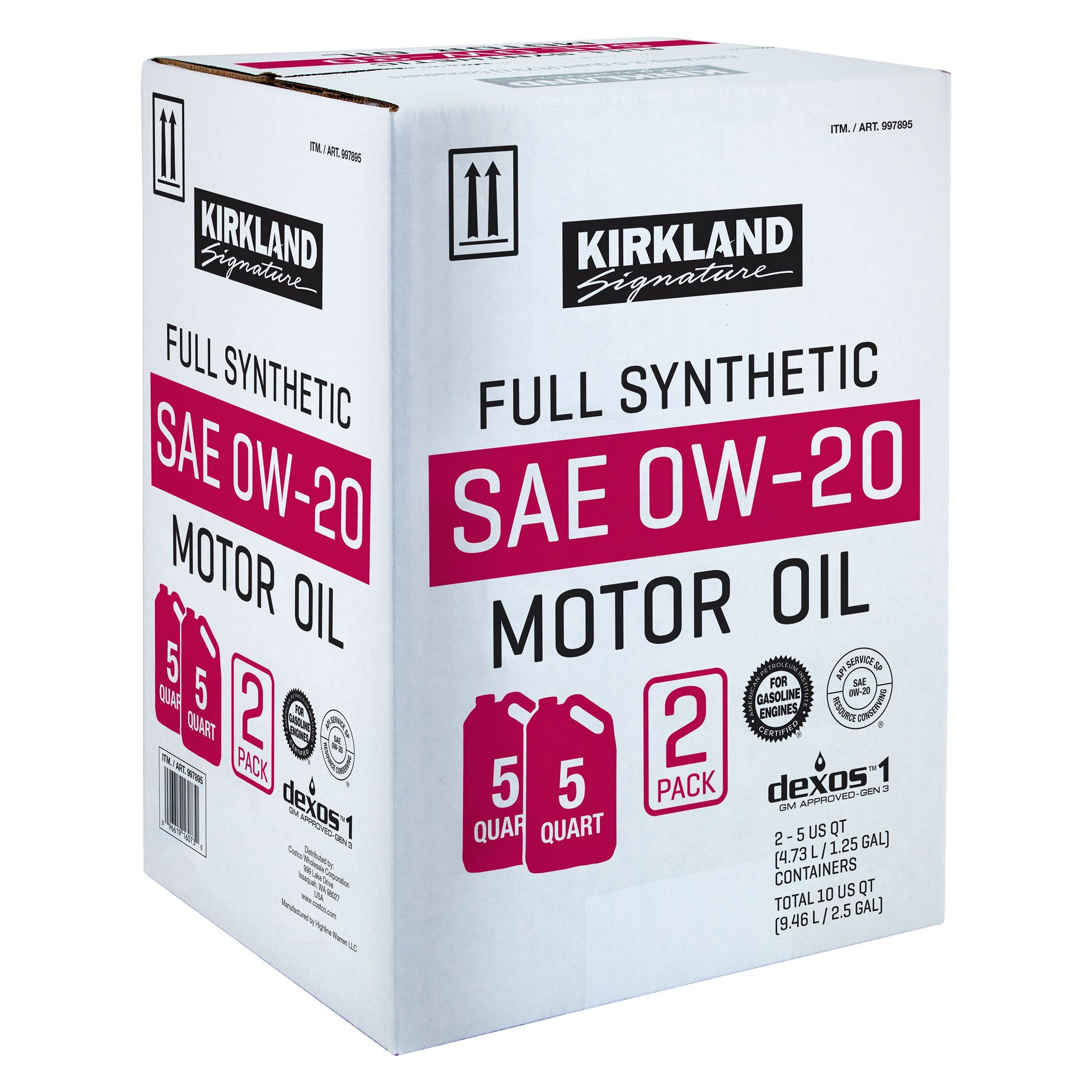 0W-20 Full Synthetic Motor Oil 5-Quart, 2-Pack