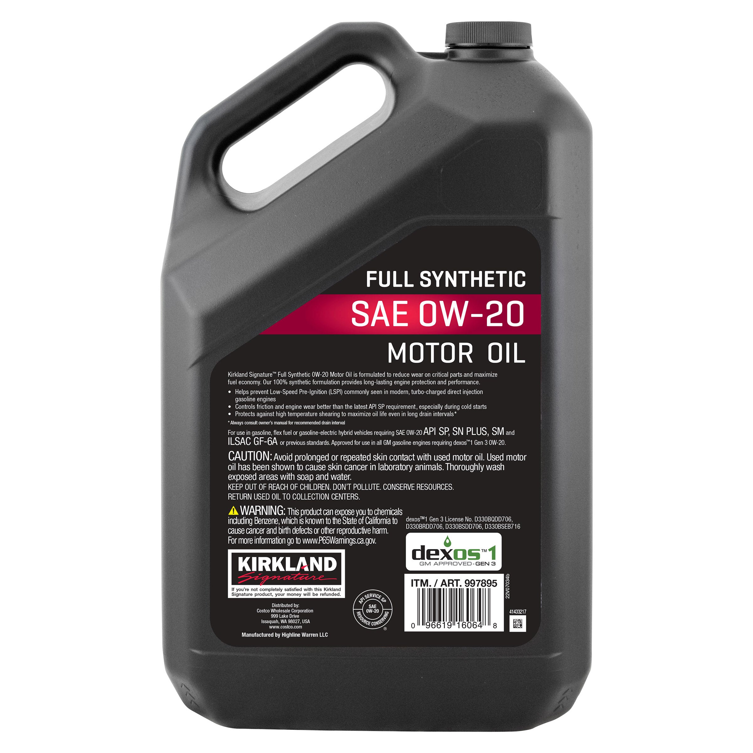 0W-20 Full Synthetic Motor Oil 5-Quart, 2-Pack