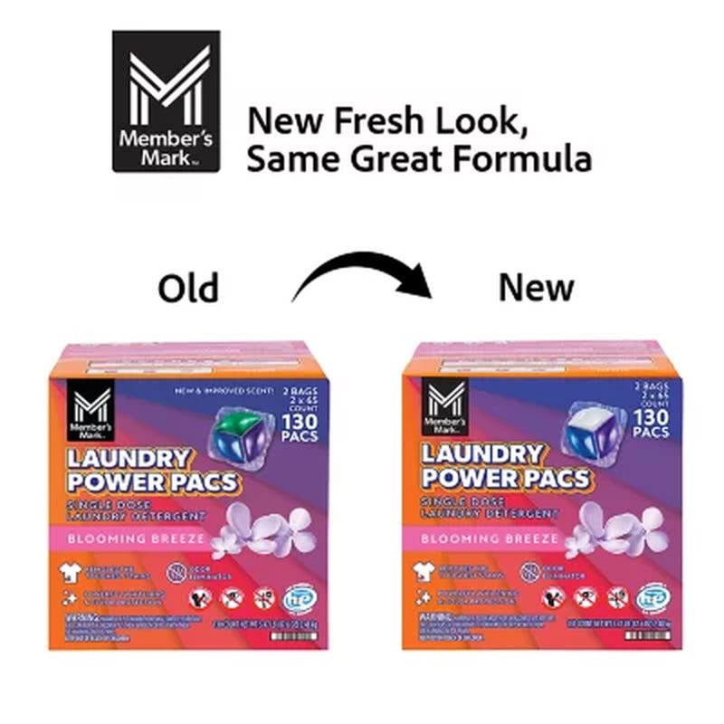 Member'S Mark Laundry Detergent Power Pacs, Blooming Breeze, 130 Ct.