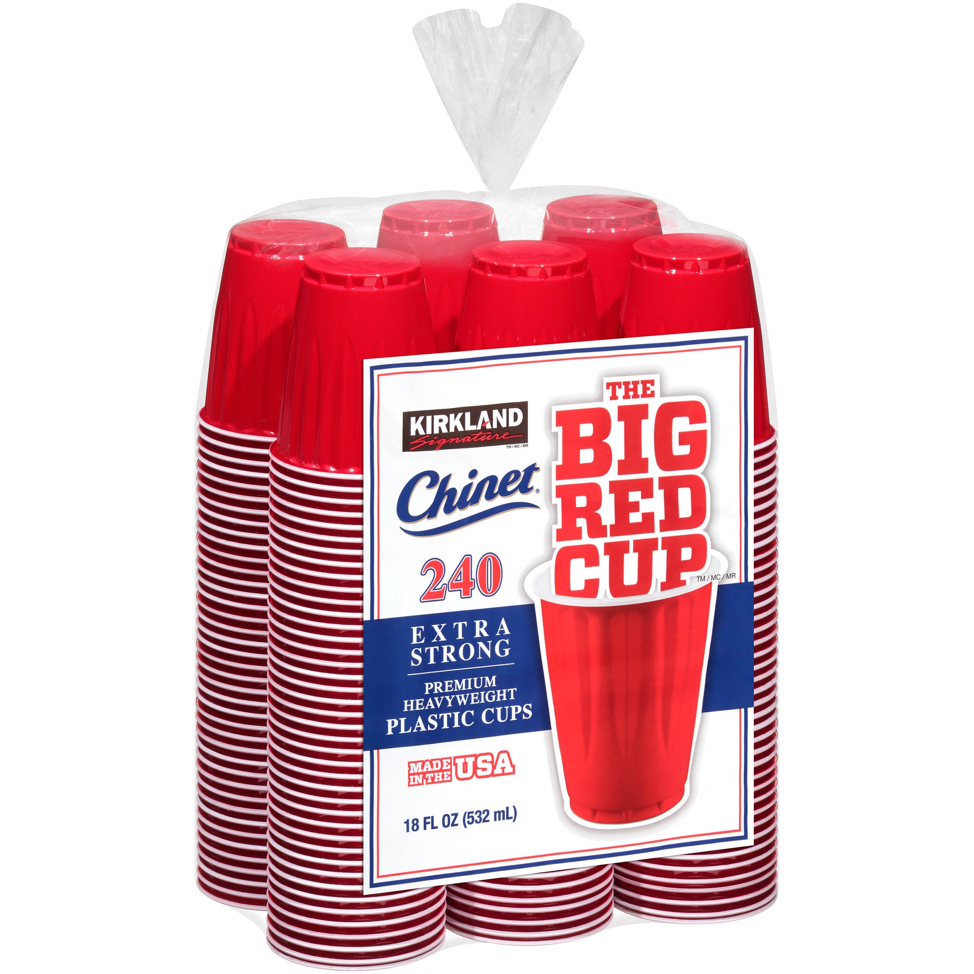 Chinet 18 Oz Plastic Cup, Red, 240-Count