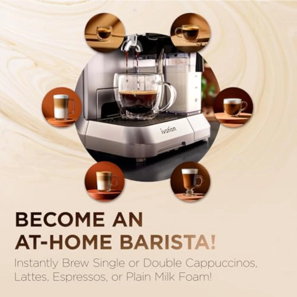 Espresso & Cappuccino Maker W/ Frother 58Mm Coffee Machine Single & Double Shot Auto Clean.