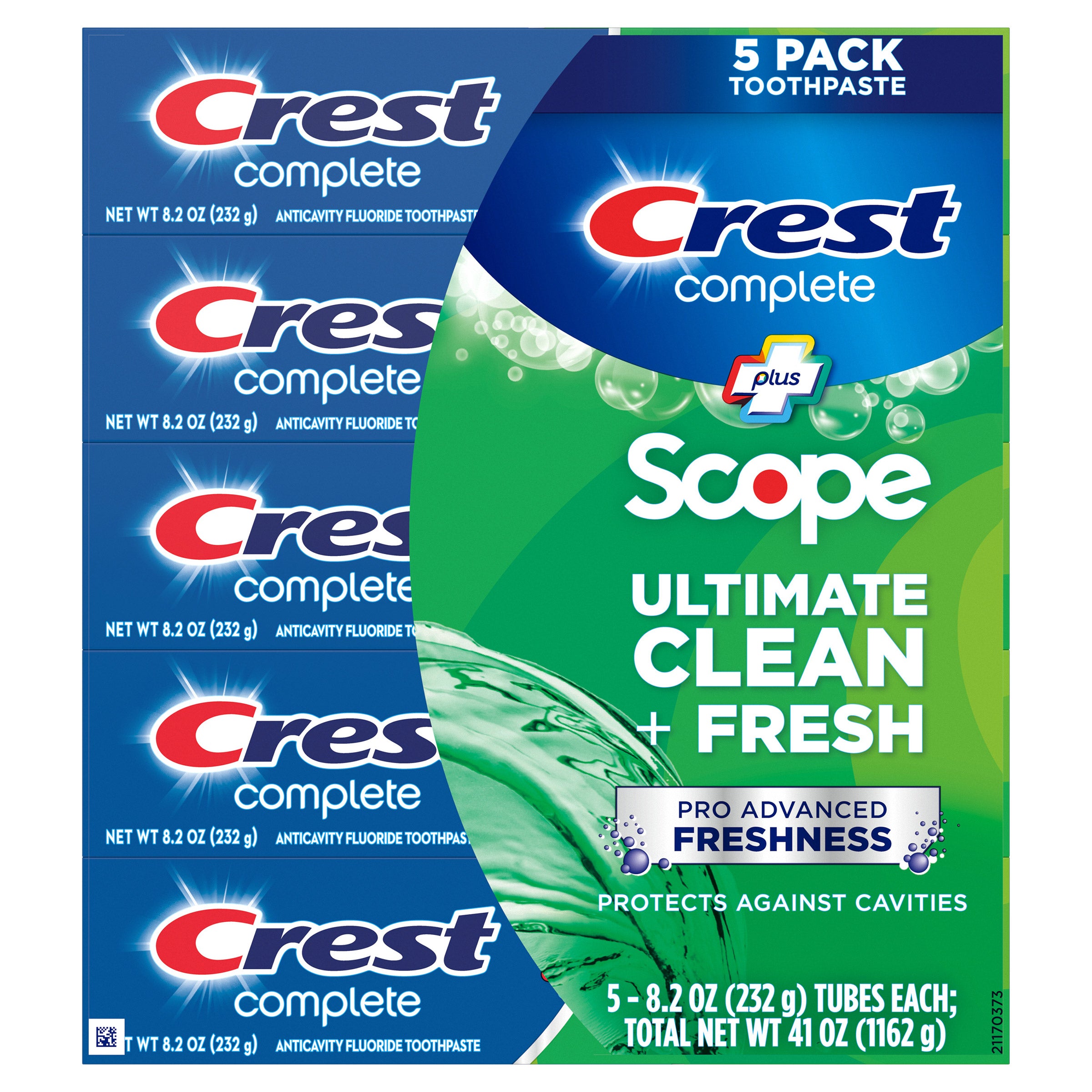 Complete + Scope Advanced Active Foam Toothpaste, 8.2 Oz, 5-Pack