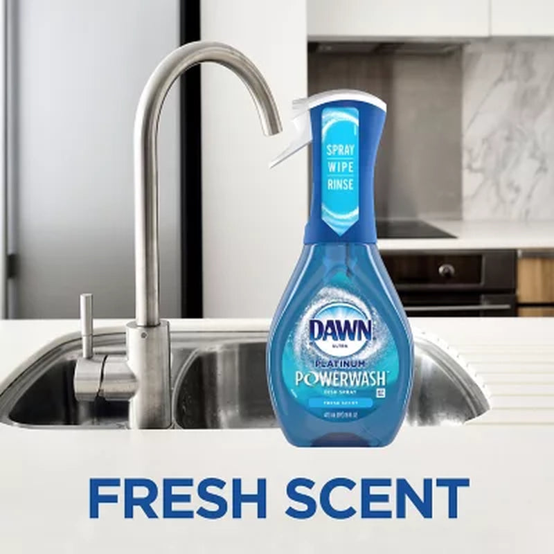 Dawn Platinum plus Powerwash Dish Spray Bottle Set, Fresh Scent, 1 Spray Bottle + 2 Refills, 64.5 Fl. Oz.