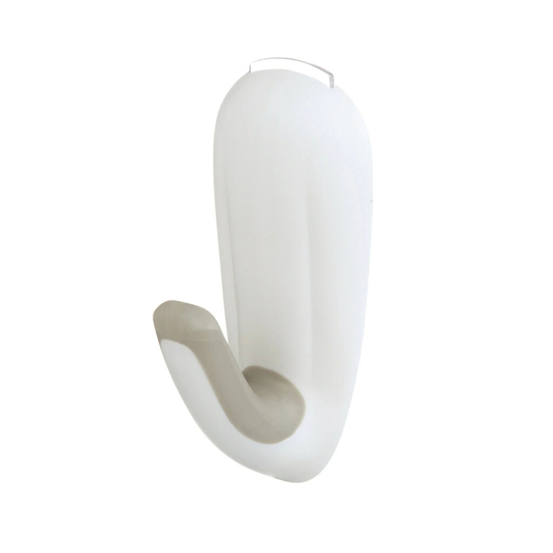 Bath Hook, White, Large, 1 Wall Hook, 2 Water Resistant Strips, Hang Robes or Loofahs