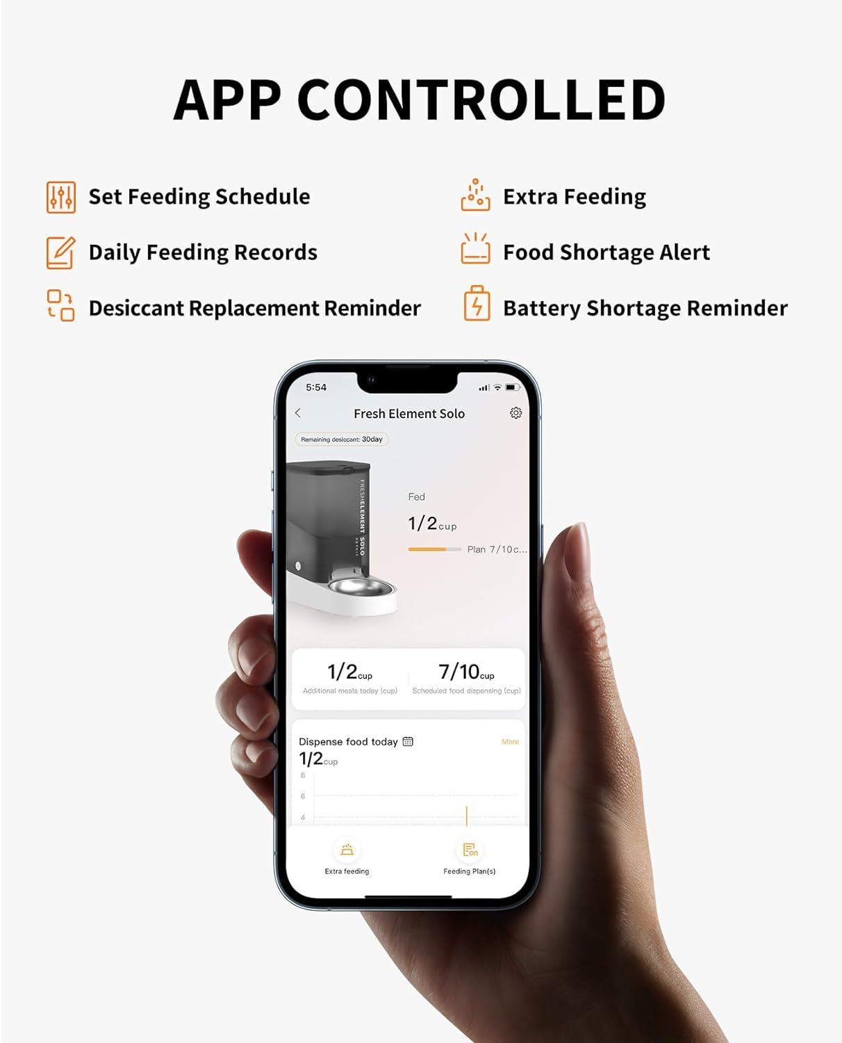 Automatic Cat Feeder, 2.4G Wifi Automatic Dog Feeder, App Control Pet Food Dispenser with Triple Fresh-Lock System, up to 10 Meals per Day, Schedule Feeding, Food Shortage Alert, 3L Capacity