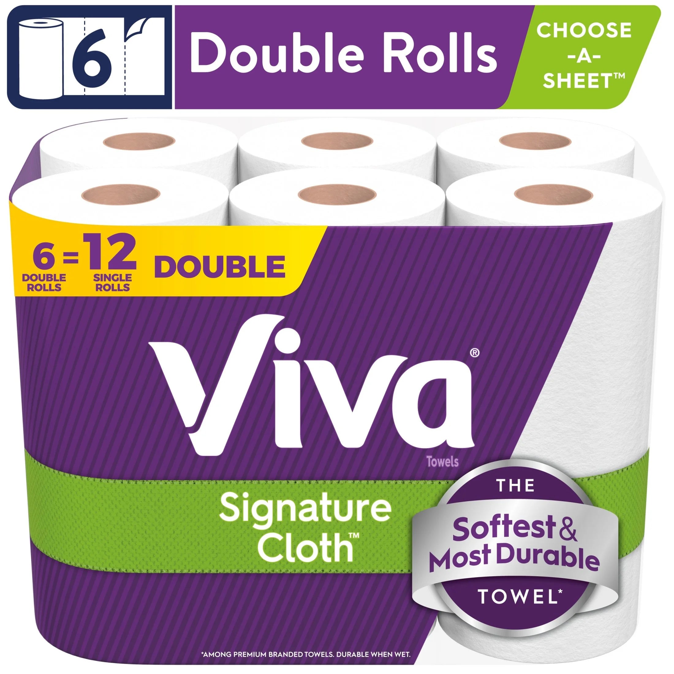 Signature Cloth Paper Towels, 6 Double Rolls, 86 Sheets per Roll