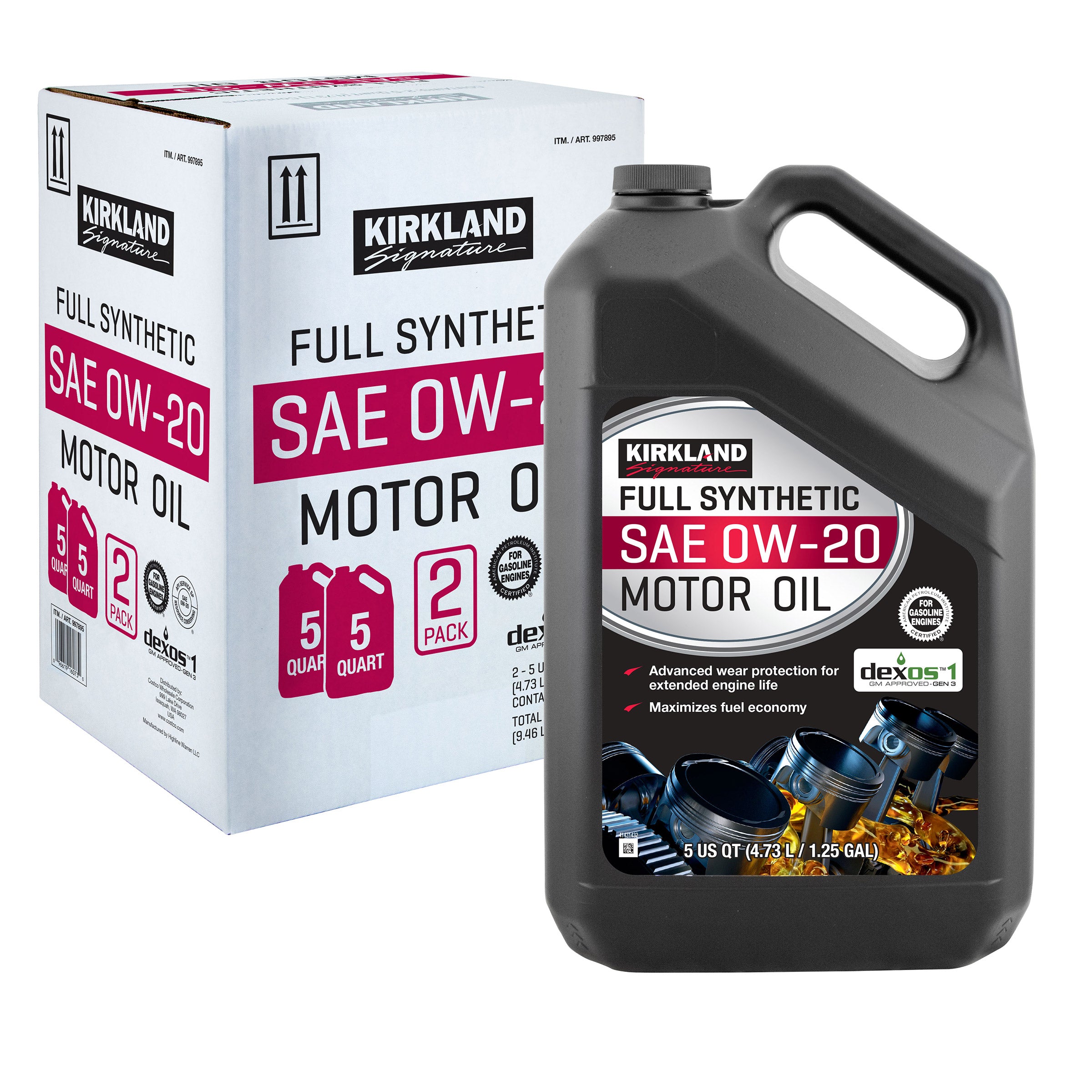 0W-20 Full Synthetic Motor Oil 5-Quart, 2-Pack