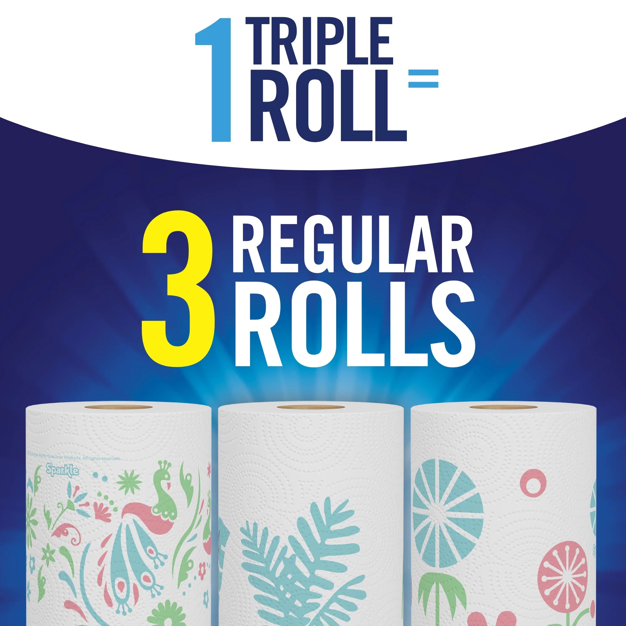 Sparkle Pick-A-Size Paper Towels, Multi-Color, 6 Triple Rolls