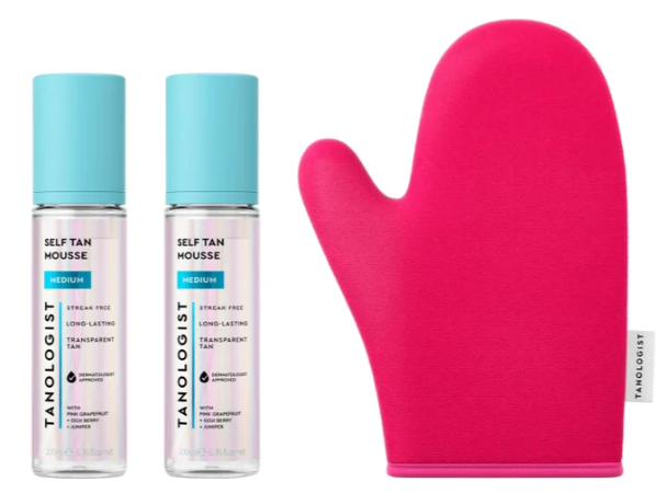 Tanologist Medium Self-Tan Mousse Kit, 6.76 fl oz Mousse, 2-pack + Washable Tanning Mitt