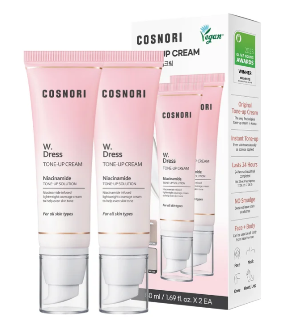 COSNORI W. Dress Tone-up Cream, 1.69 fl oz, 2-pack