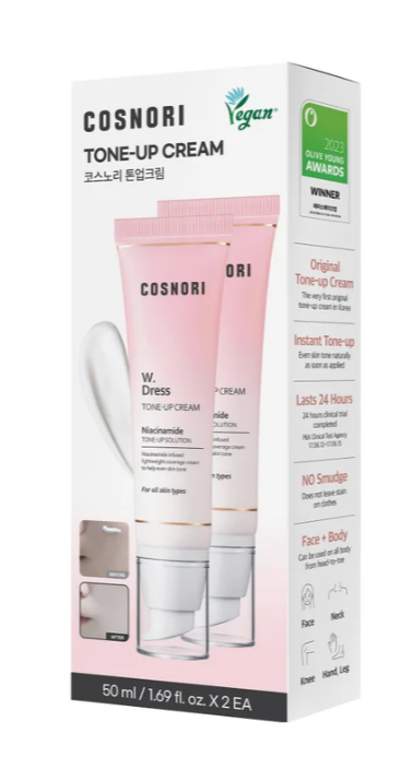 COSNORI W. Dress Tone-up Cream, 1.69 fl oz, 2-pack