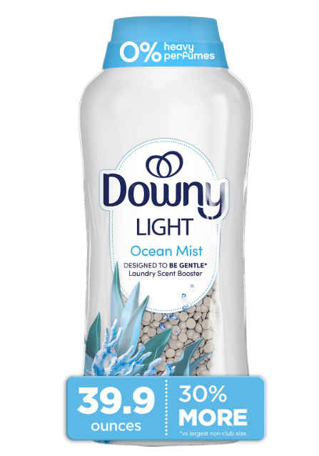 Downy Light Laundry In-Wash Scent Booster Beads, Ocean Mist Scent, 39.9 oz