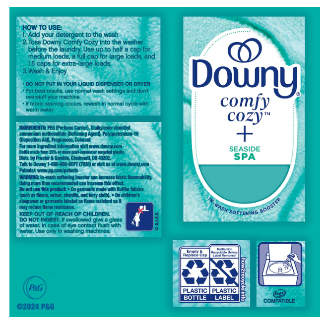 Downy Comfy Cozy In-Wash Laundry Scent Booster Beads, Seaside Spa Scent, 32.1 oz