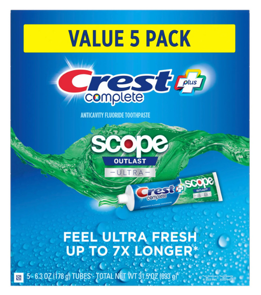 Crest Complete + Scope Outlast Ultra Toothpaste, 6.3 oz., 5 pk.