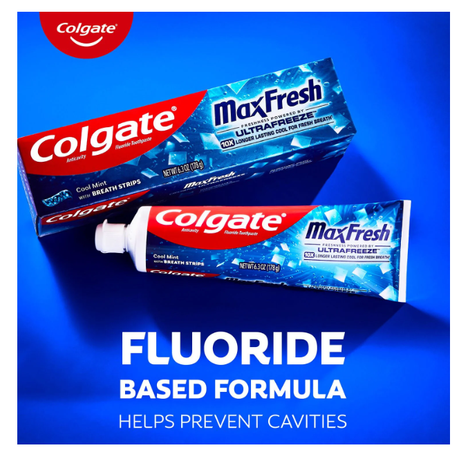 Colgate MaxFresh Toothpaste with Mini Breath Strips, Cool Mint, 7.3 oz., 5 pk