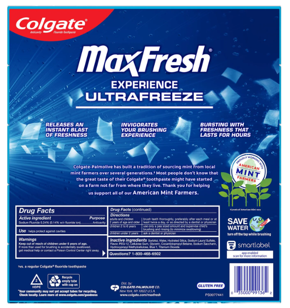 Colgate MaxFresh Toothpaste with Mini Breath Strips, Cool Mint, 7.3 oz., 5 pk