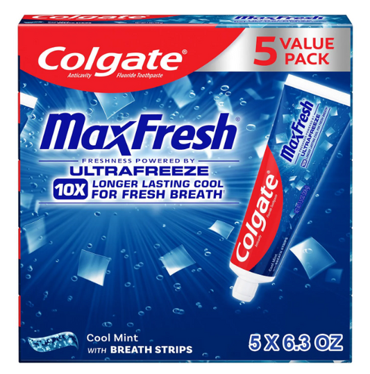 Colgate MaxFresh Toothpaste with Mini Breath Strips, Cool Mint, 7.3 oz., 5 pk