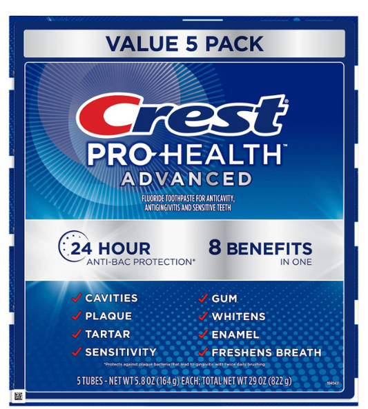Crest Pro-Health Advanced Whitening + Intensive Clean Toothpaste, 5.8 oz., 5 pk.