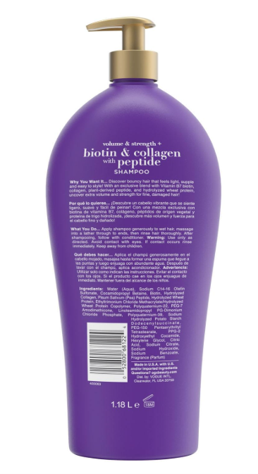 OGX Volume & Strength + Biotin & Collagen Shampoo, 40 fl. oz.
