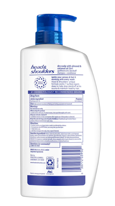 Head & Shoulders 2-in-1 Dry Scalp Care Shampoo and Conditioner, 38.8 fl. oz.