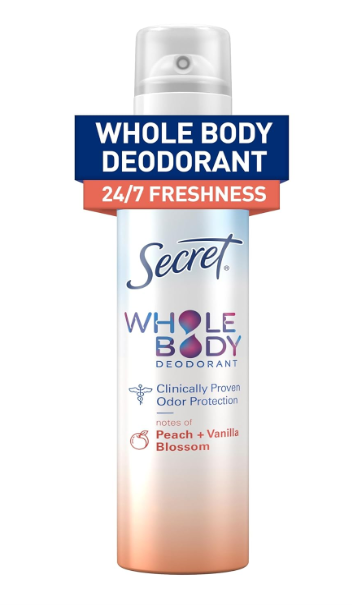 Secret Whole Body Sprays Deodorant, Peach & Vanilla, 3.5 oz., 2 pk.