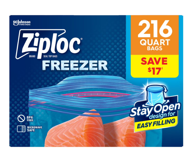 Ziploc Seal Top Quart Freezer Bags, 216 ct.