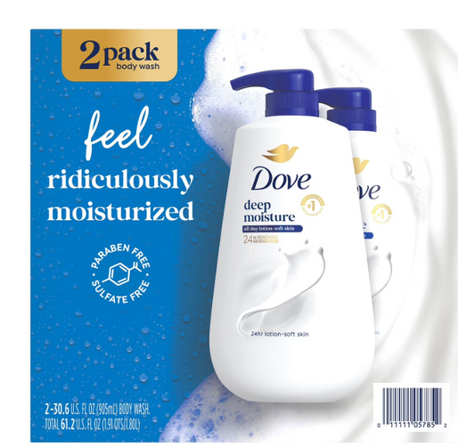 Dove Deep Moisture Body Wash with Pump, 30.6 fl. oz., 2 ct.