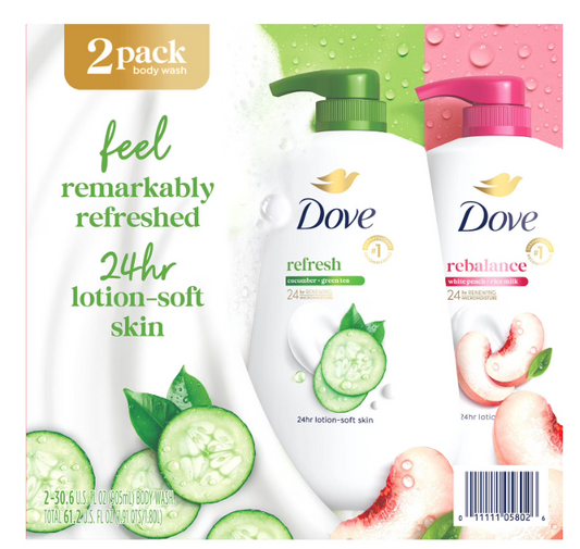 Dove Refresh & Rebalance Body Wash, 30.6 fl. oz., 2 pk.