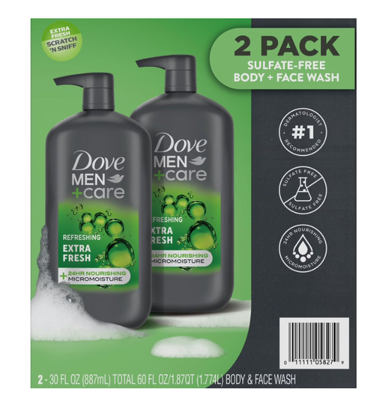 Dove Men+Care Extra Fresh Body Wash, 30 fl. oz., 2 pk.