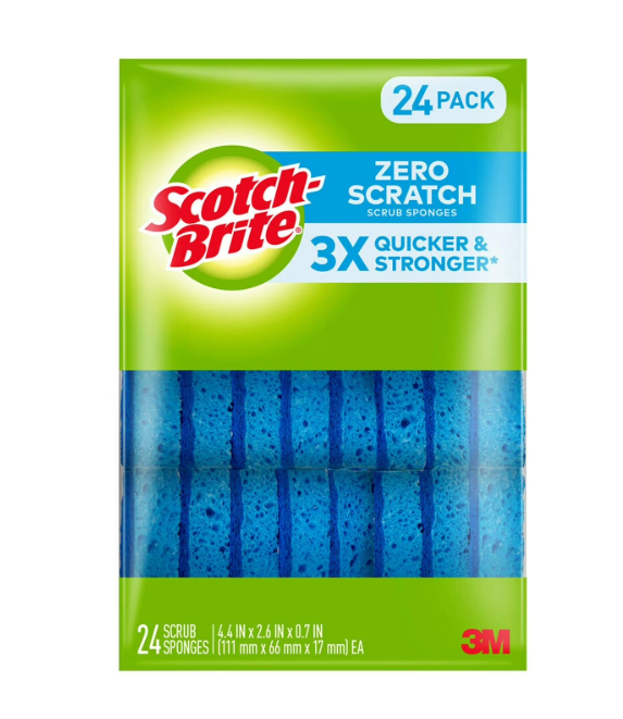 Scotch-Brite Zero Scratch Scrub Sponges, Individually Wrapped 24 ct.