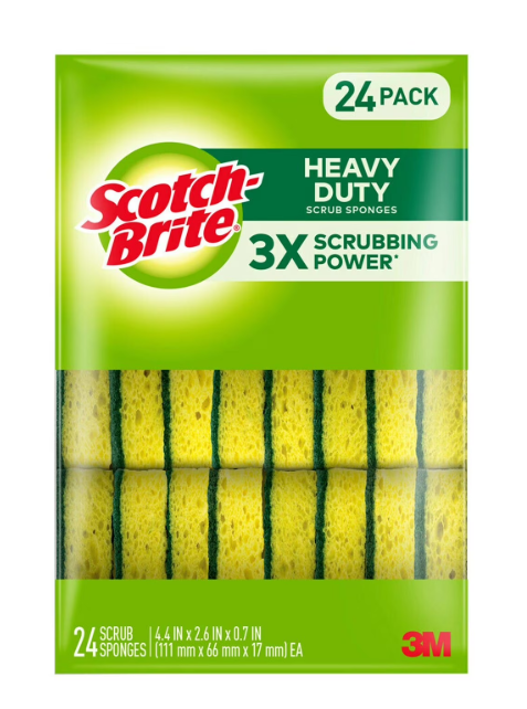 Scotch-Brite Heavy Duty Scrub Sponges, Individually Wrapped 24 ct.