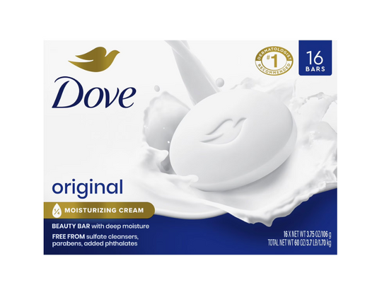 Dove Beauty Bar Soap, Original White, 3.75 oz., 16 ct.