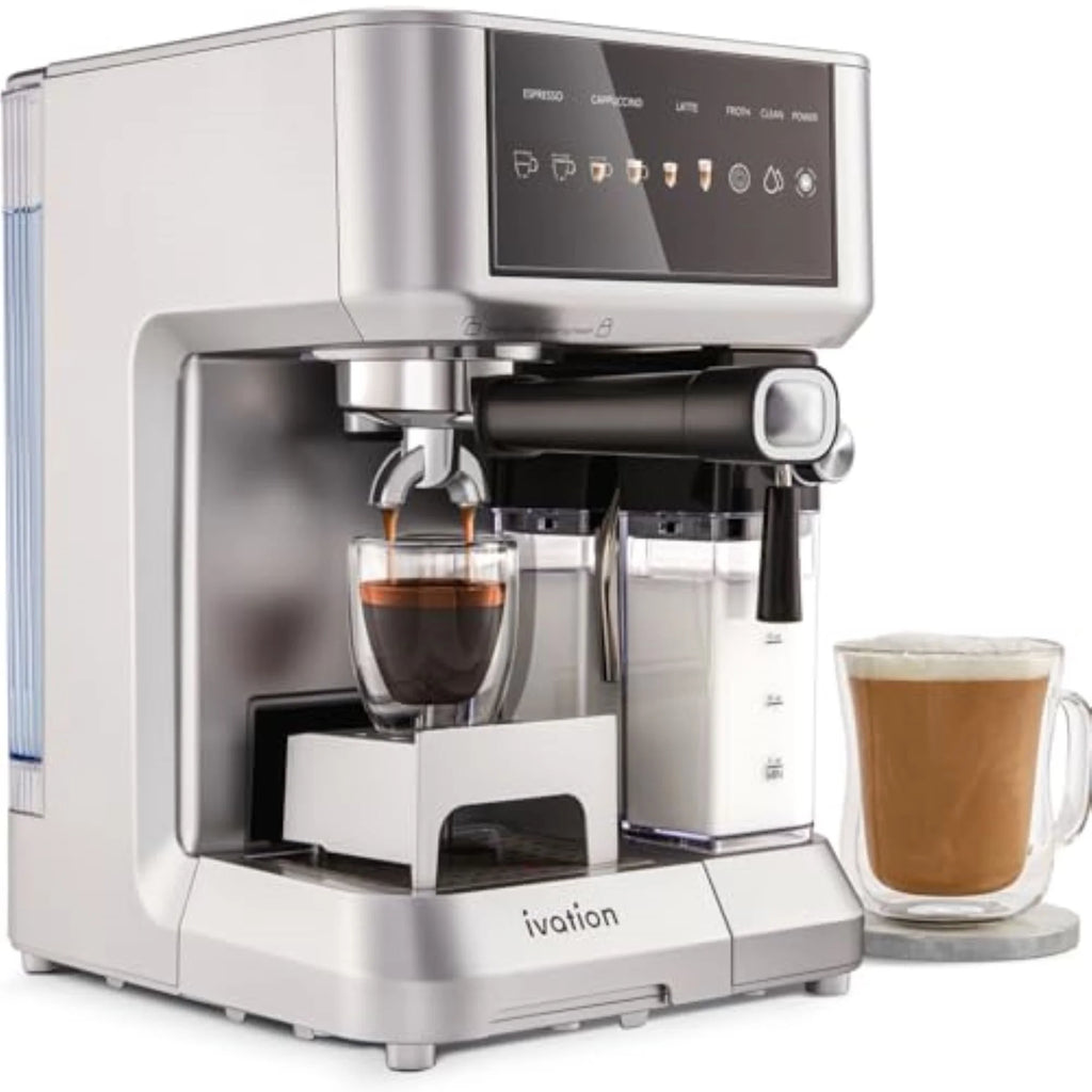 Espresso & Cappuccino Maker W/ Frother 58Mm Coffee Machine Single & Double Shot Auto Clean.