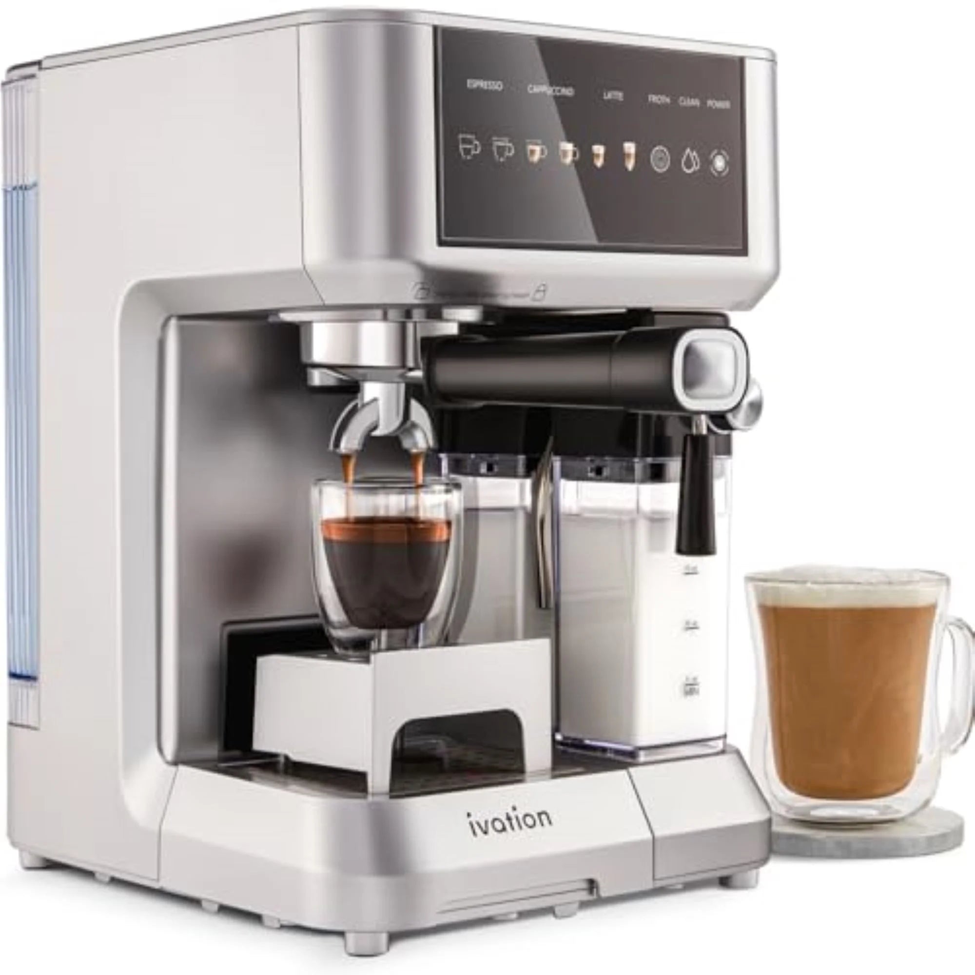 Espresso & Cappuccino Maker W/ Frother 58Mm Coffee Machine Single & Double Shot Auto Clean.