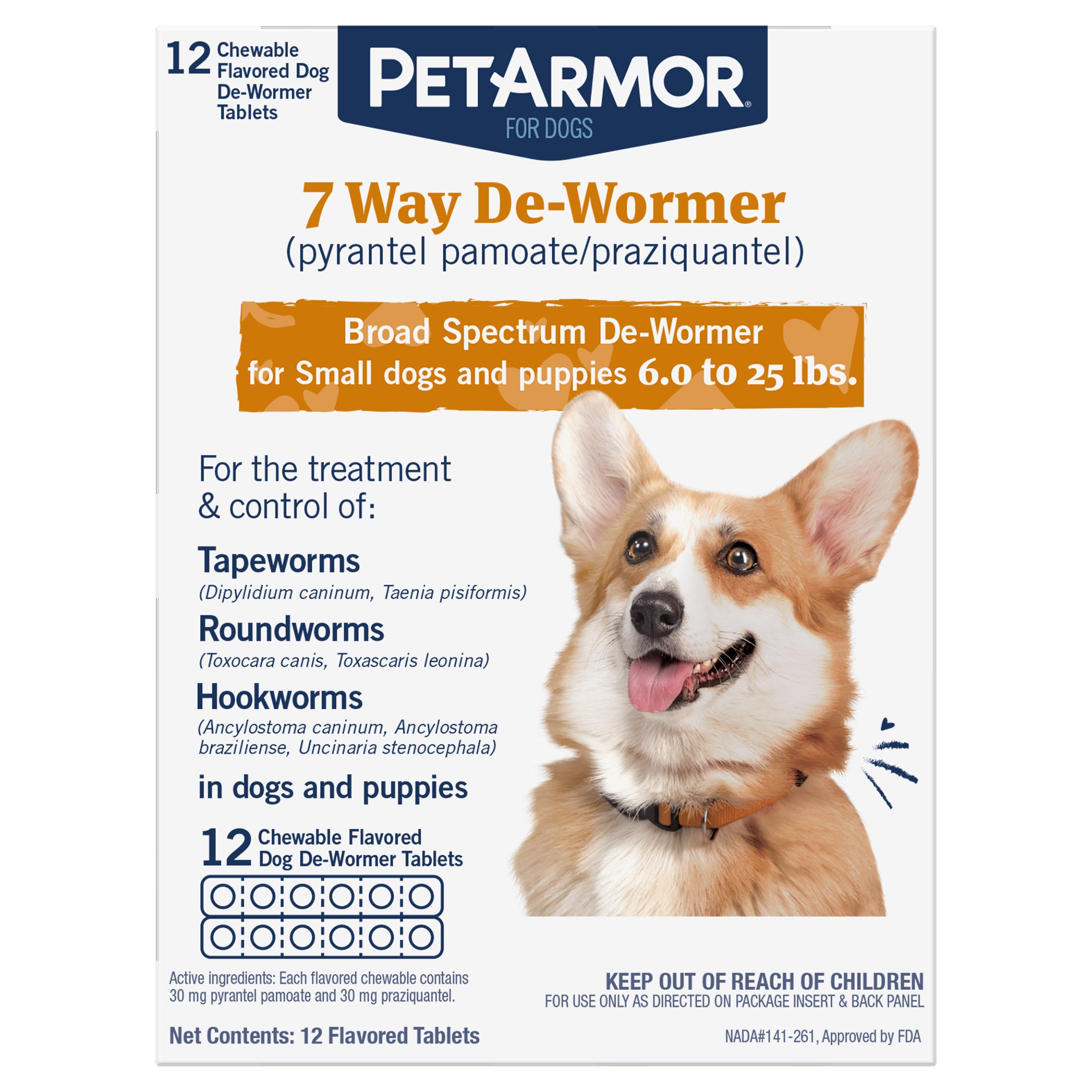 7 Way Chewable De-Wormer for Puppies and Small Dogs, 12-Count