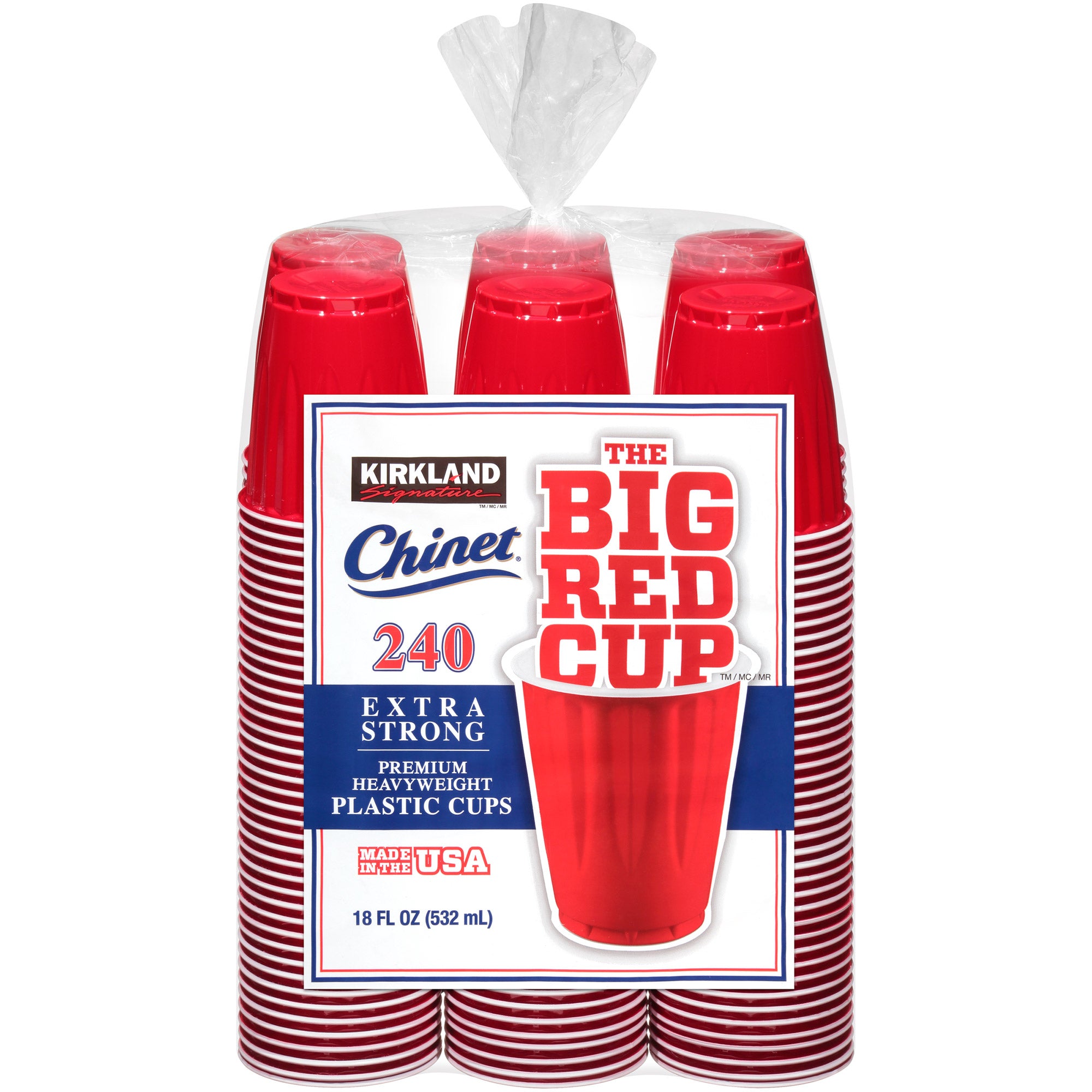 Chinet 18 Oz Plastic Cup, Red, 240-Count