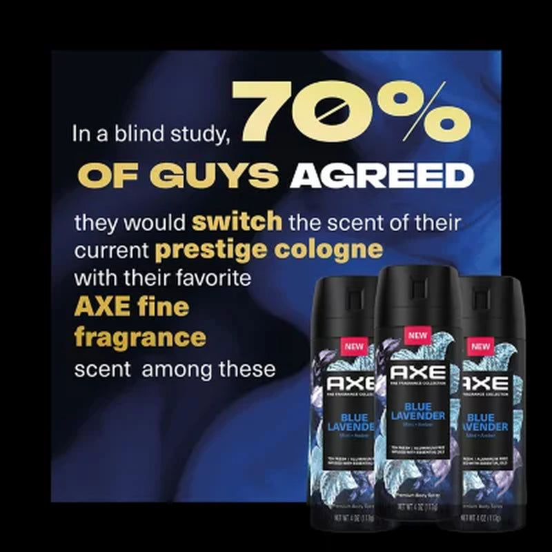 AXE Premium Deodorant Body Spray, Blue Lavender, 4 Oz., 3 Pk.