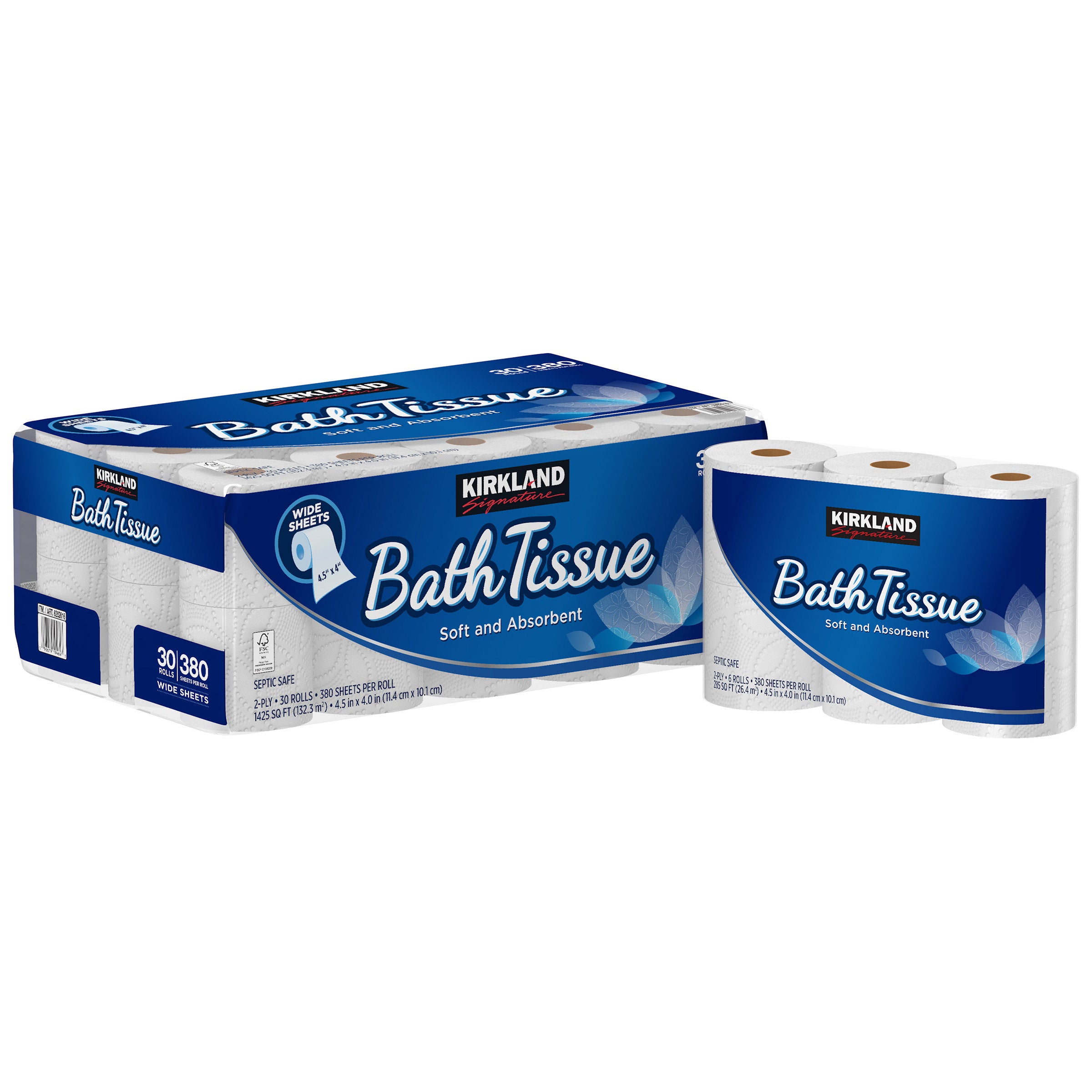 Bath Tissue, 2-Ply, 380 Sheets, 30 Rolls