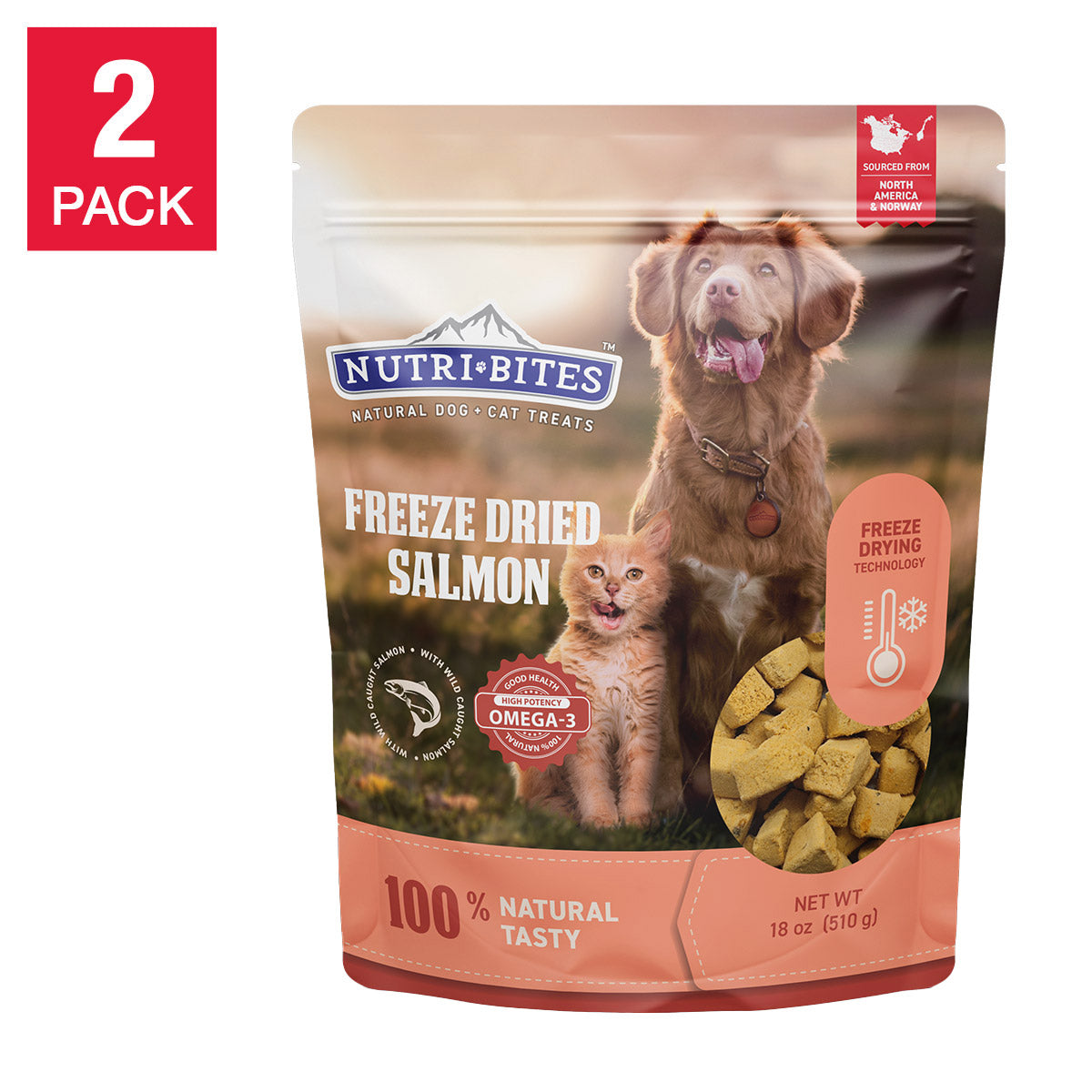 Canature  Freeze Dried Salmon, Dog and Cat Treat 18Oz, 2-Pack